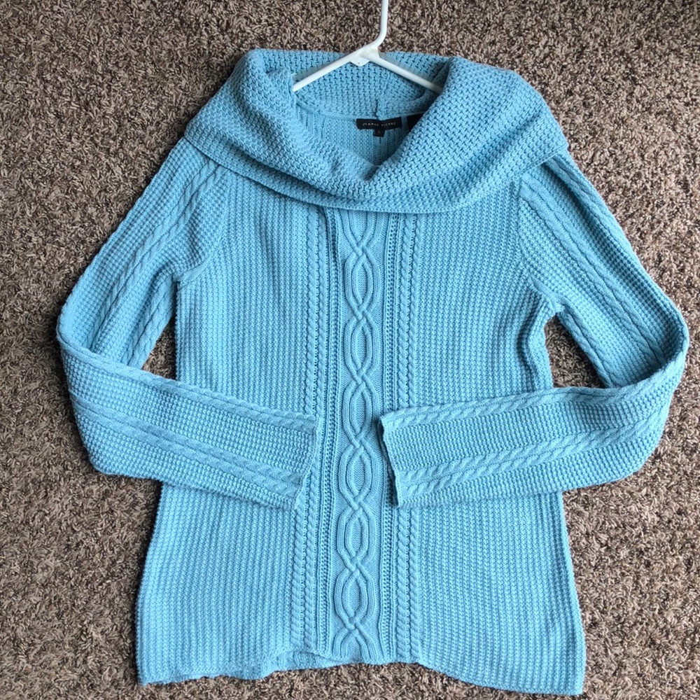 Jeanne Pierre Women Light Blue Cowl Sweater Large